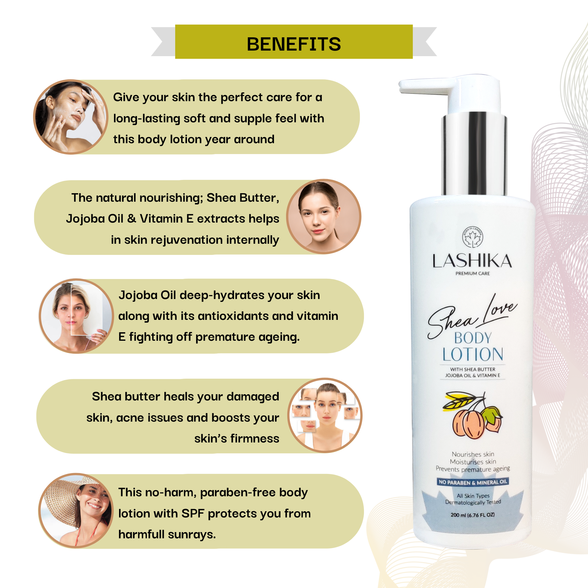Shea Love Body Lotion - 200 ml with Shea Butter, Jojoba Oil &amp; Vitamin E for All Skin types