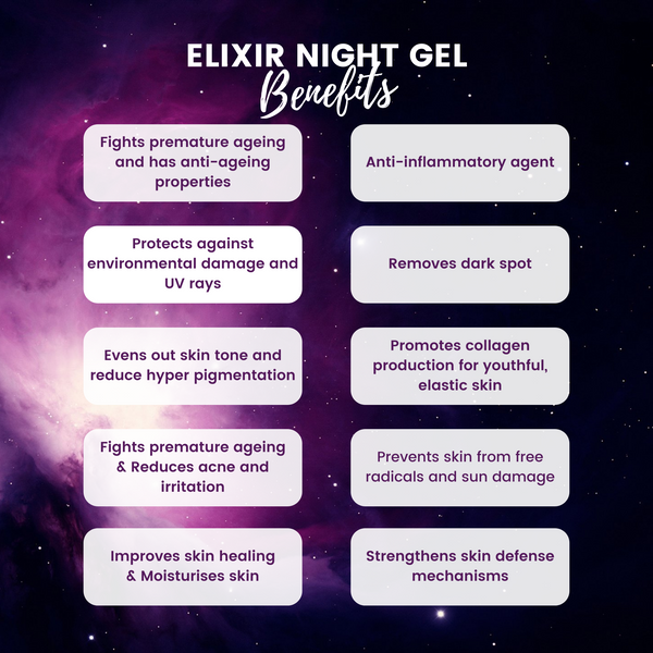 Elixir Night Gel - 50 gm - Enriched with Goji Berry, Vit A + Vit C, Reduces Hyperpigmentation, Anti ageing