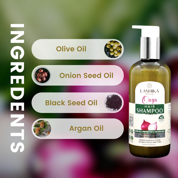Onyn Shampoo - 300 ml with Red Onion Seed Oil, Black Seed Oil & Keratin | No Paraben Sulphate | Suitable for all hair types