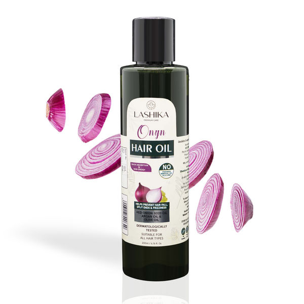 Onyn Hair Oil - 200 ml with Red Onion Seed Oil, Argan Oil & Olive Oil- Helps Prevents Hairfall, Split ends & Frizziness- Suitable for all hair types