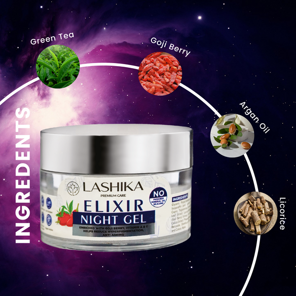 Elixir Night Gel - 50 gm - Enriched with Goji Berry, Vit A + Vit C, Reduces Hyperpigmentation, Anti ageing