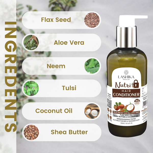Nutri Lock Conditioner - 300 ml with Flax Seed Oil, Shea Butter & Coconut Oil