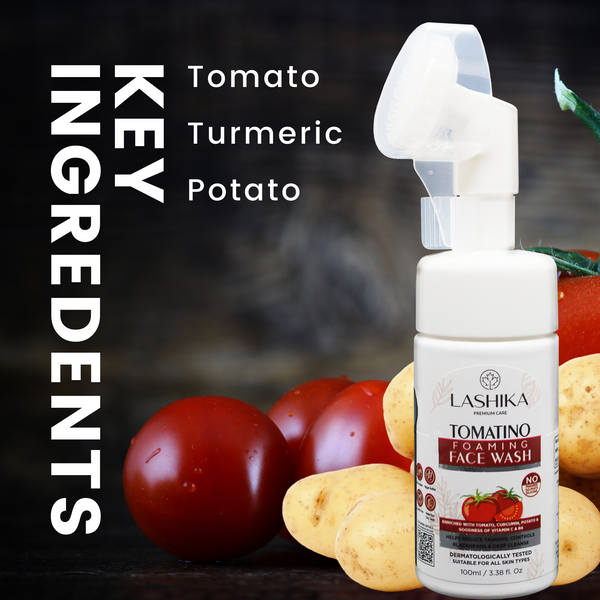 Tomatino Foaming Face Wash - 100 ml Enriched with Tomato, Curcumin, Potato & Goodness of Vitamin C & B6 - Suitable for all skin types