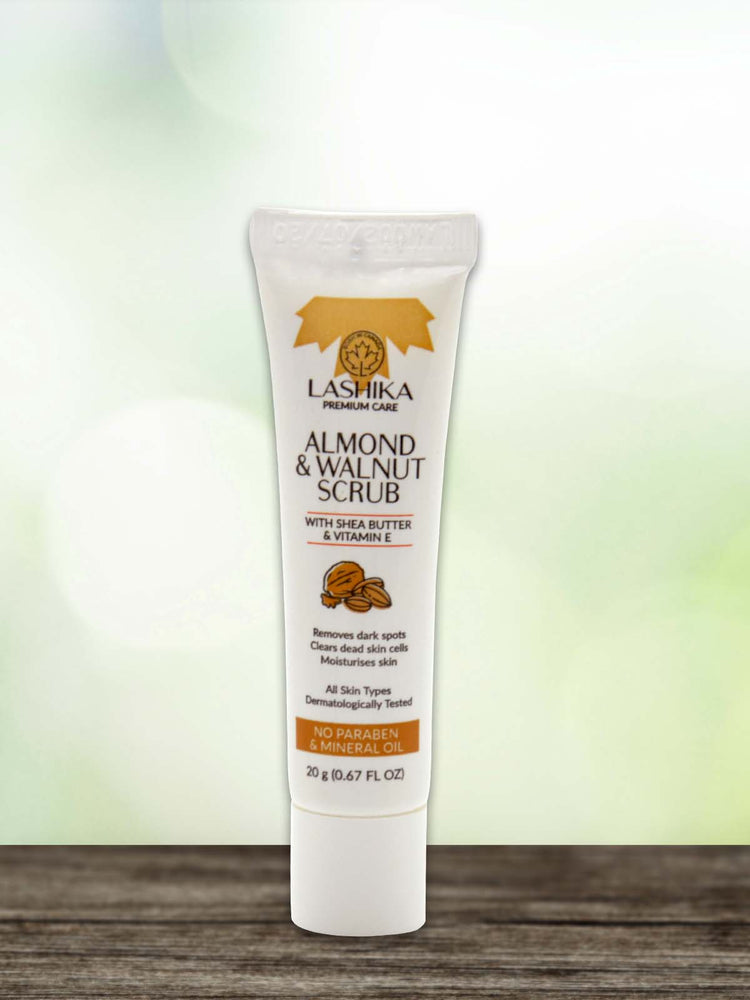 Almond &amp; Walnut Scrub - 20 g with Almond Granules, Vitamin E, Shea Butter, &amp; Walnut Granules