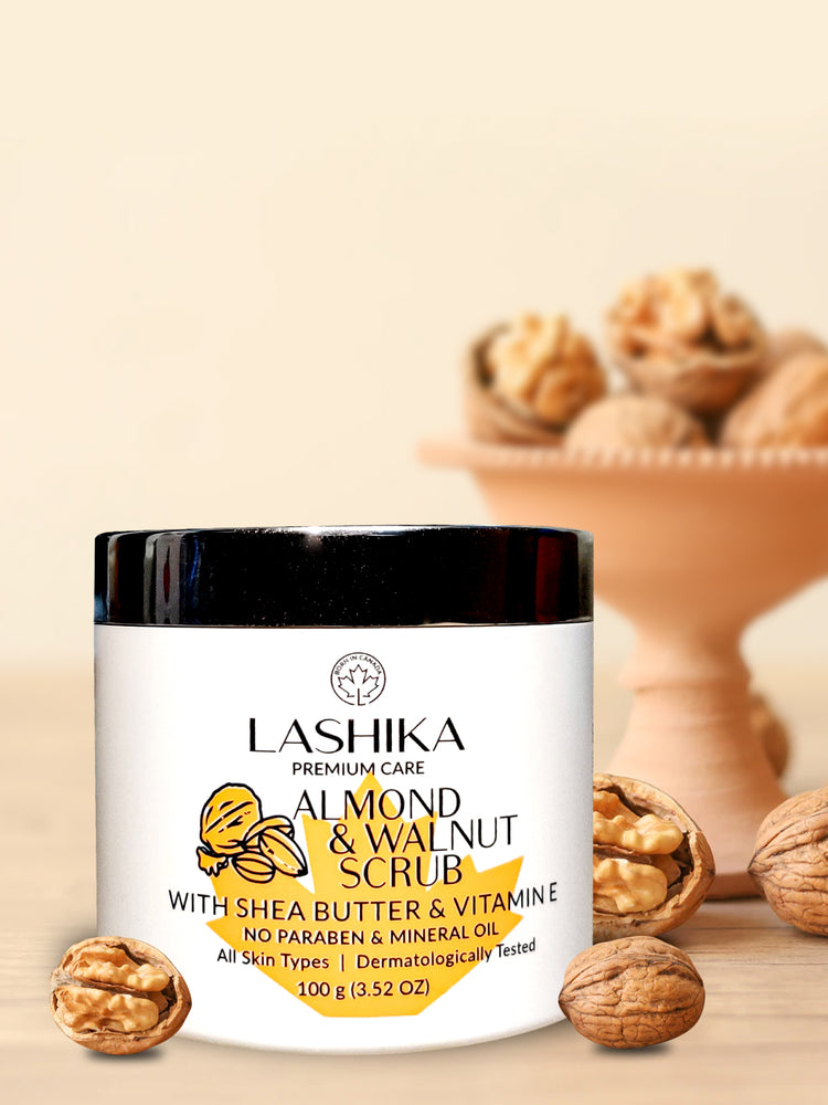 Almond &amp; Walnut Scrub - 100 gm  with Shea Butter &amp; Vitamin E | For All Skin Types | Removes dark spots | Clears dead skin cells | Moisturises skin