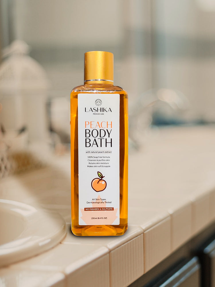 Peach Body Bath - Shower Gel - 250 gm with Natural Peach Extract | 100% Soap Free Formula | Cleanses &amp; Purifies Skin| Retains Skin Moisture| Makes Skin Soft &amp; Supple | For all Skin types